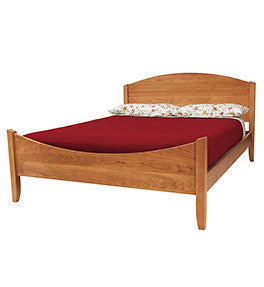 MissionCraft Furniture New England Shaker Bed in solid hardwood with a curved headboard and footboard